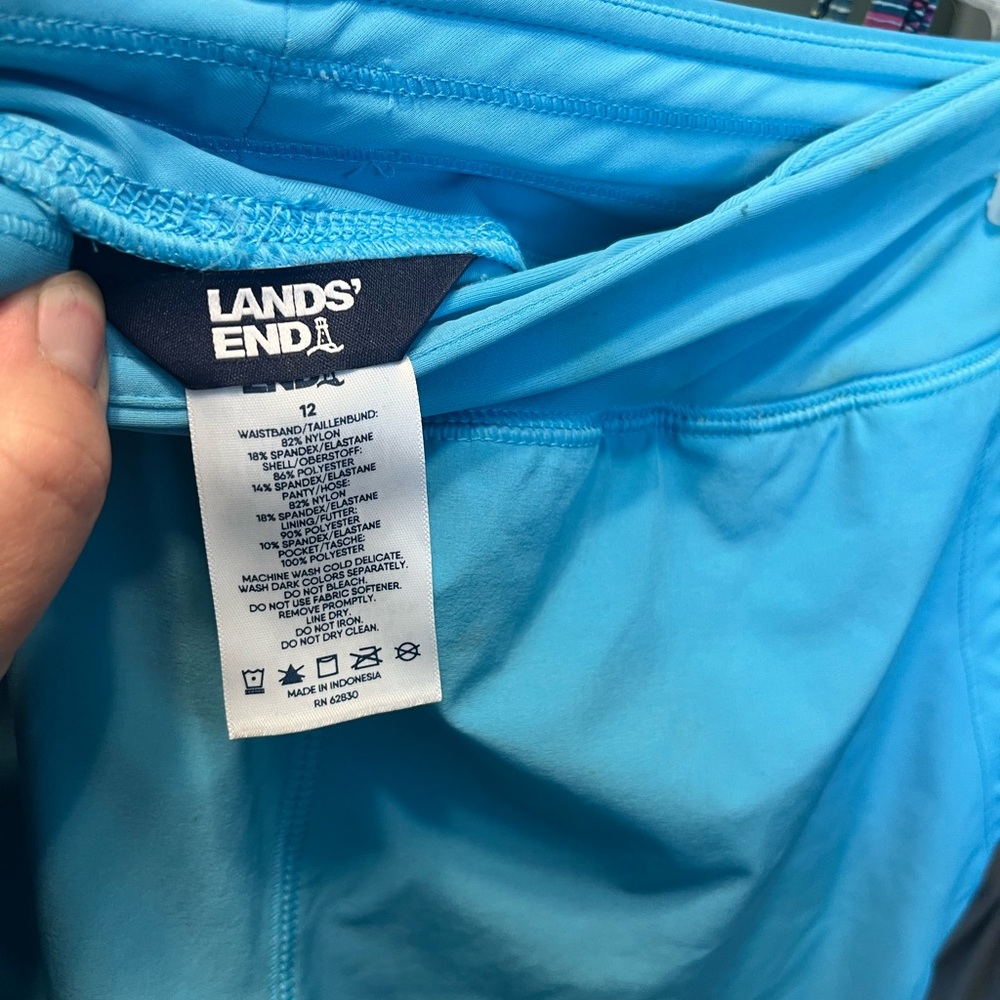 Lands' End Multicolor Striped Tankini Top with Blue Swim Shorts - Picture 4 of 5